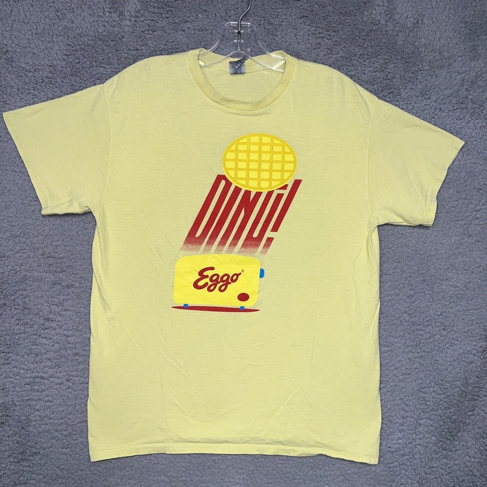 Kellogg's Eggo Ding! T Shirt Men's‎ Sz M Yellow Waffle Toaster Haiti Made Tee